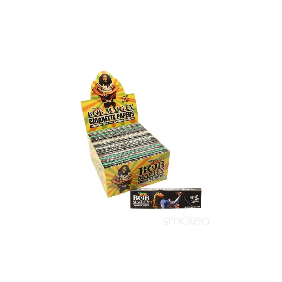 Box of Bob Marley cigarette papers on a white background