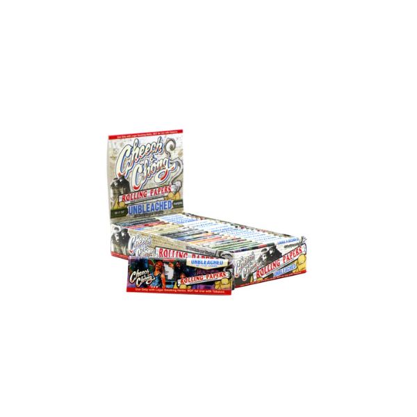 Cheech and chong rolling paper packaging on a white background
