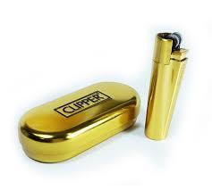 Clipper Fancy Metal Gold Lighter - Shell Shock