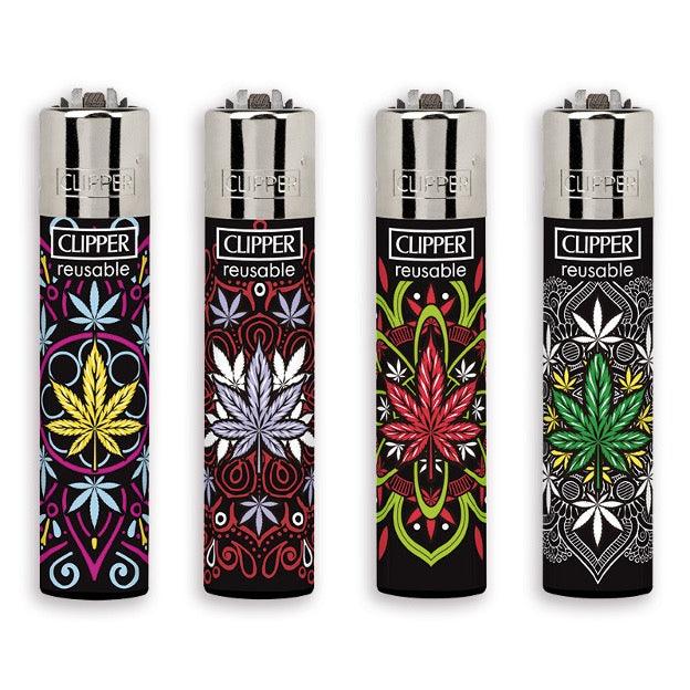 Clipper Lighter Soft Flame Leaf Print - Shell Shock