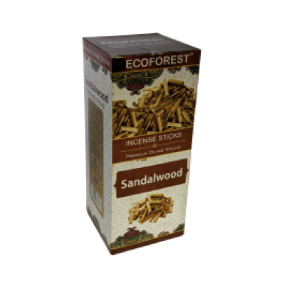Box of Ecoforest Sandalwood incense sticks on a white background