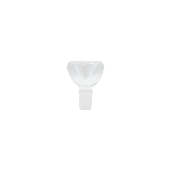 Clear glass 14mm bowl on a white background