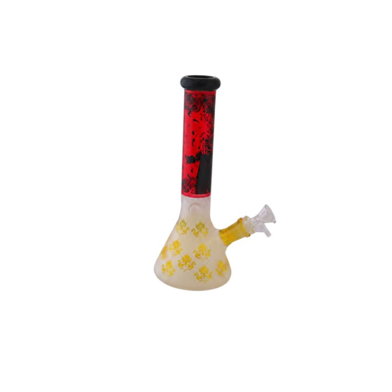 Glass frosted beaker bong on a white background
