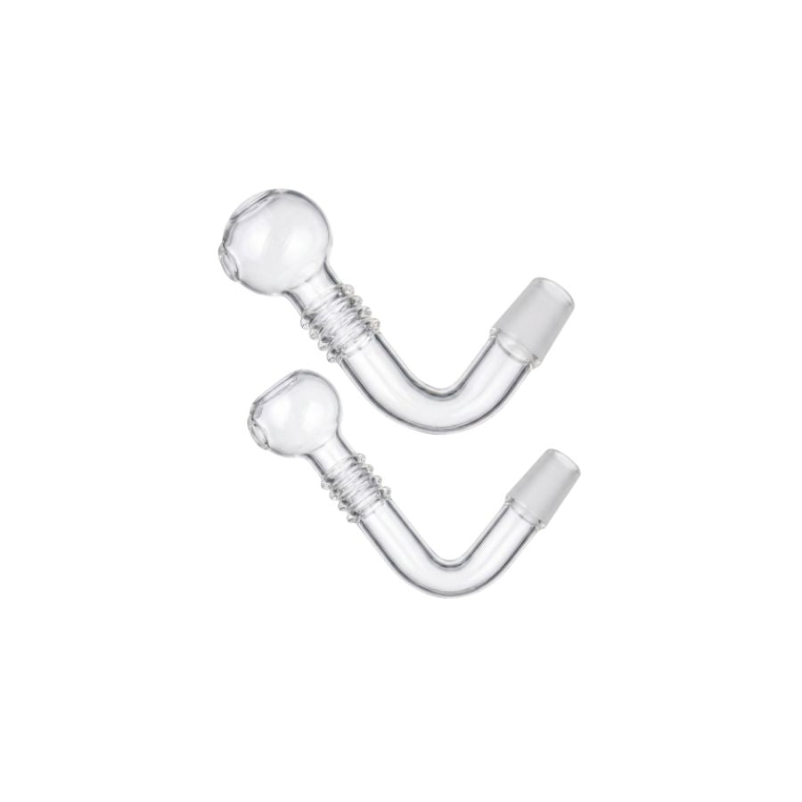 Glass oil burner 14mm male fritz type on a white background