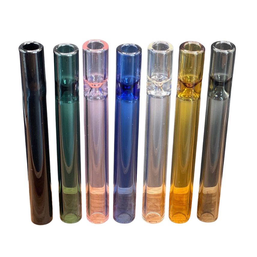 Glass one hitter assorted colors on a white  background