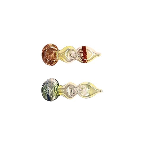 Pair of glass tobacco pipes with a white background