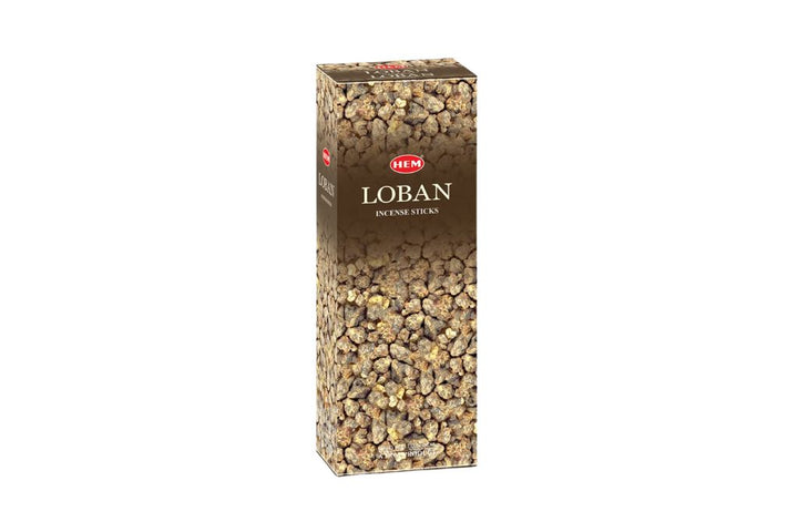 Box of Hem Loban incense sticks on a white background