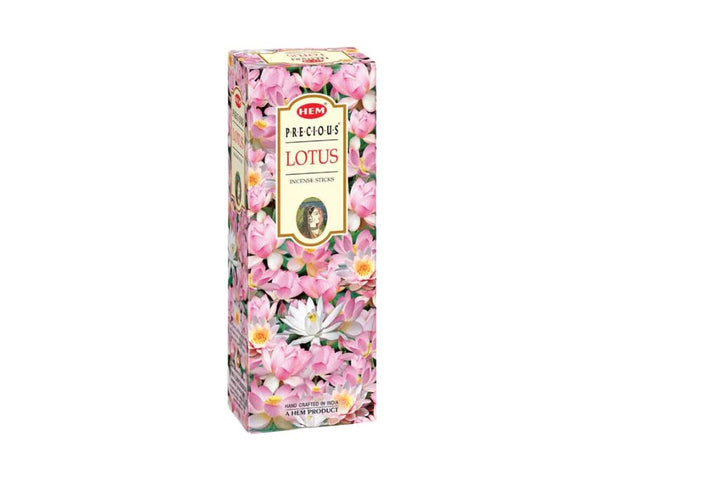 Hem Precious Lotus incense packaging on a white background