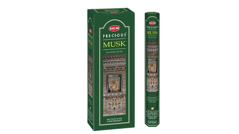 Hem Precious Musk incense packaging on a white background