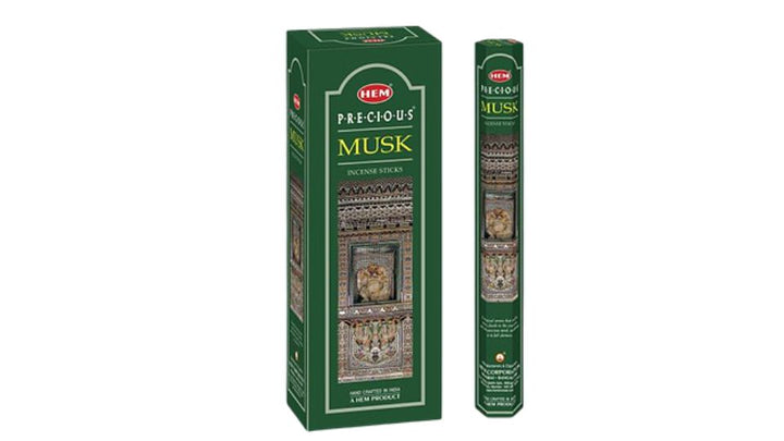 Hem Precious Musk incense packaging on a white background