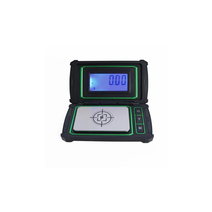 Digital scale with a digital display on a white background