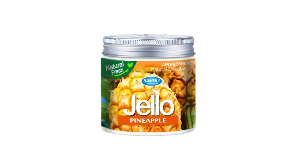 Jello of pineapple Jell-O on a white background