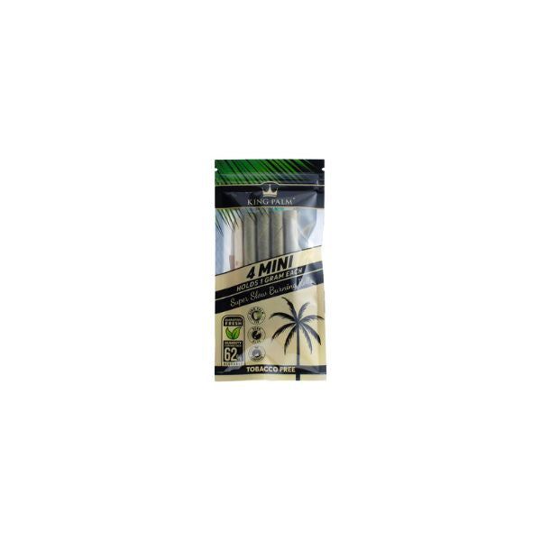 Box of king palm real leaf  mini 4 pack with a white background