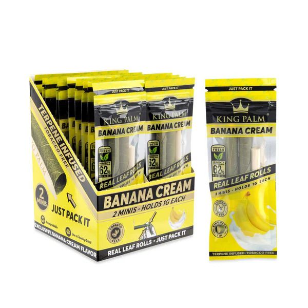 King Palm Banana Cream Real Leaf Rolls packaging on a white background