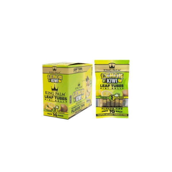 King Palm Leaf Tubes packaging with green and yellow design on a white background