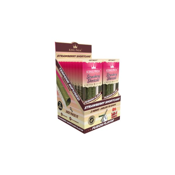 Packaged King Palm Strawberry Shortcake rolling papers on a white background