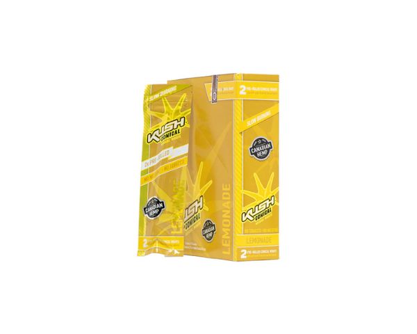 Two yellow Kush Candies packages on a white background