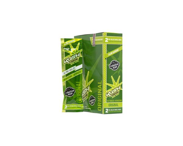 Two green Kush Express packaging boxes on a white background