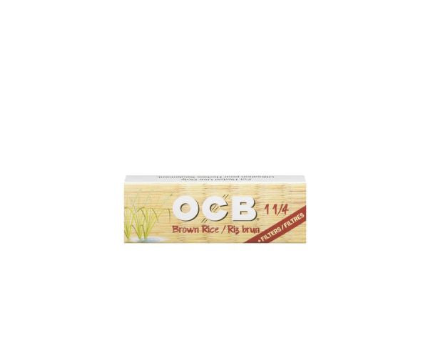 OCB brown rice rolling paper pack on a white background