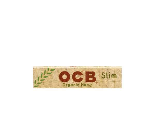 OCB Organic Hemp Slim rolling paper pack on a white background