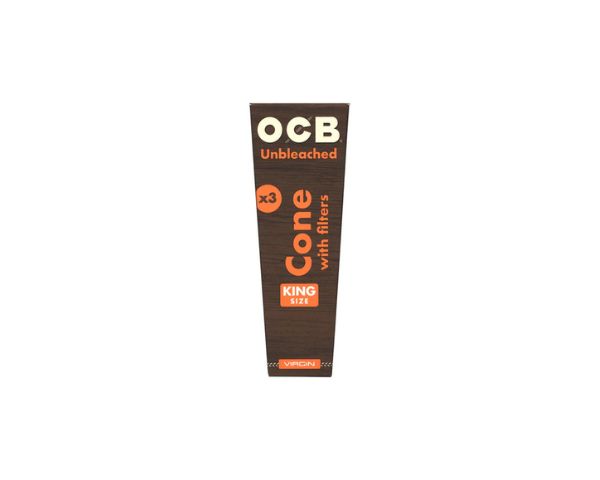 OCB Unbleached cone packaging with filters on a white background