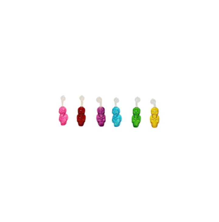 Set of colorful baby rattle toys on a white background