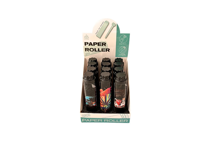 Packaging of paper rollers with visible branding on a white background