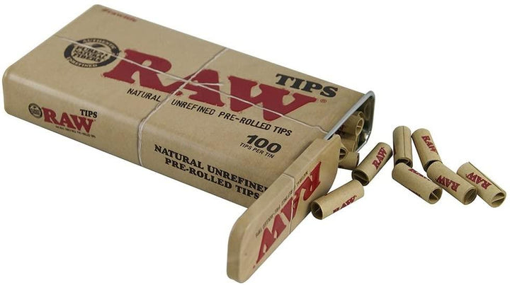 Raw Pre Rolled Filter tips Metal Tin 100 Pack - Shell Shock