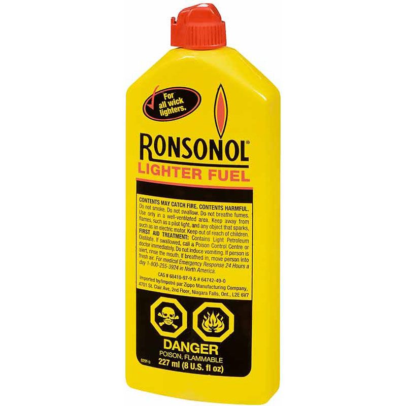 Ronson lighter fluid 227ml on a white backgrouund