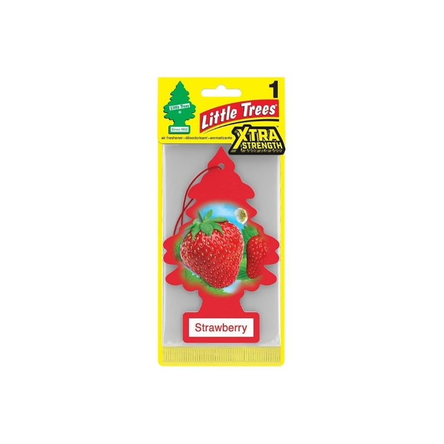 Little tree extra strawberry carded air freshner with white background