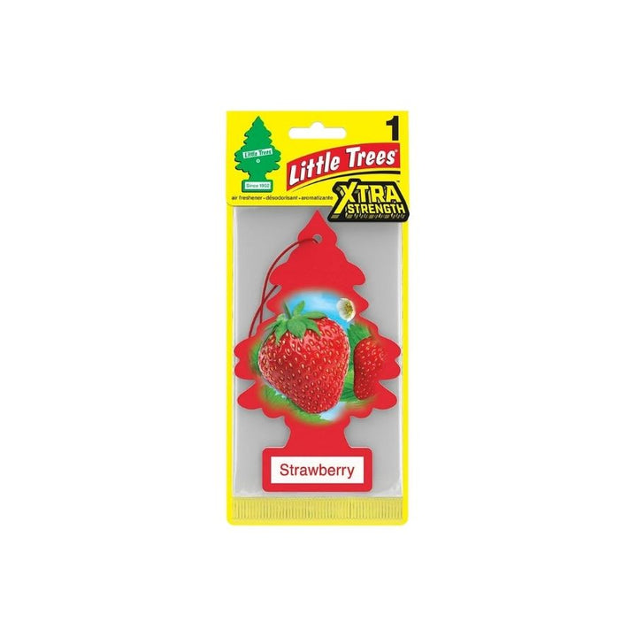 Little tree extra strawberry carded air freshner with white background