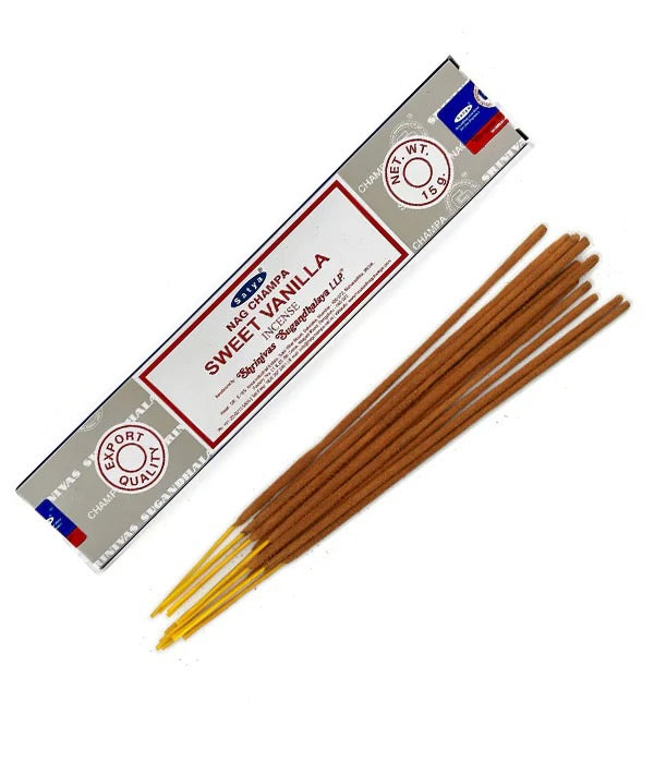 Incense sticks with their packaging on a white background