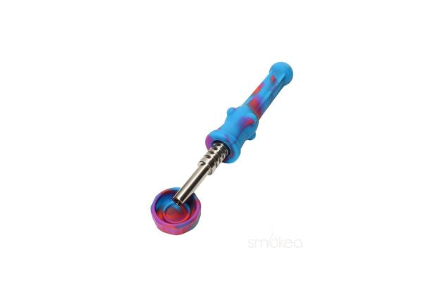 Silicone dab straw on a white background