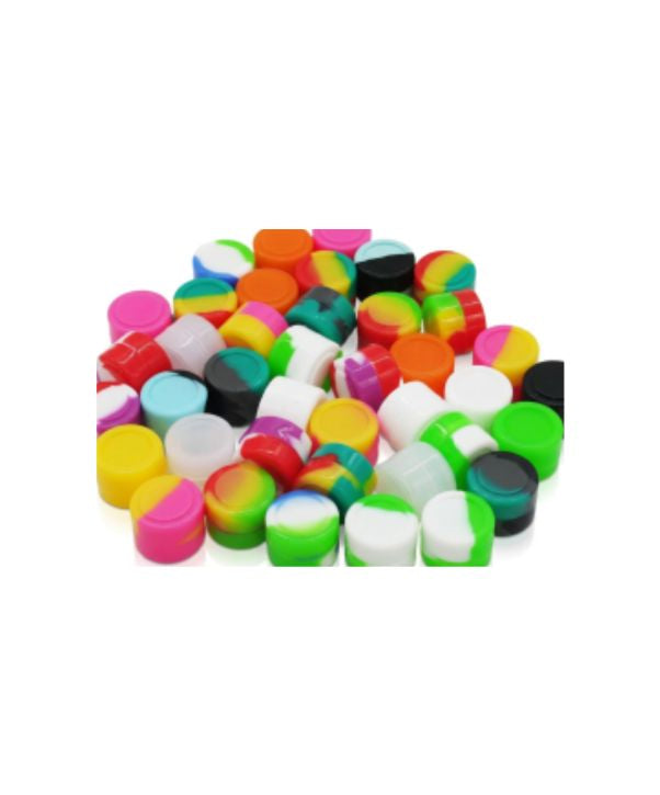 Assorted colorful plastic beads on a white background