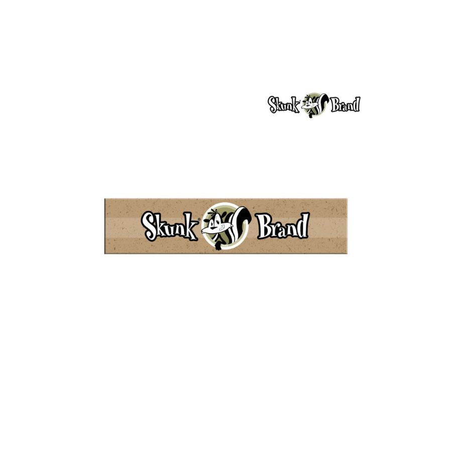 Skunk Brand logo on a wooden stick with brand name above and below the logo.