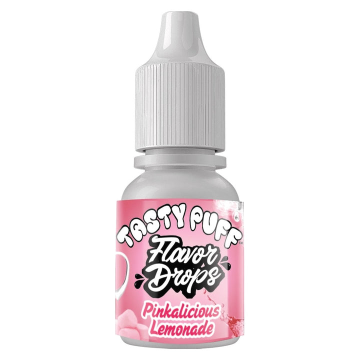 Bottle of Tasty Puff Flavor Drops Pinkalicious Lemonade on a white background
