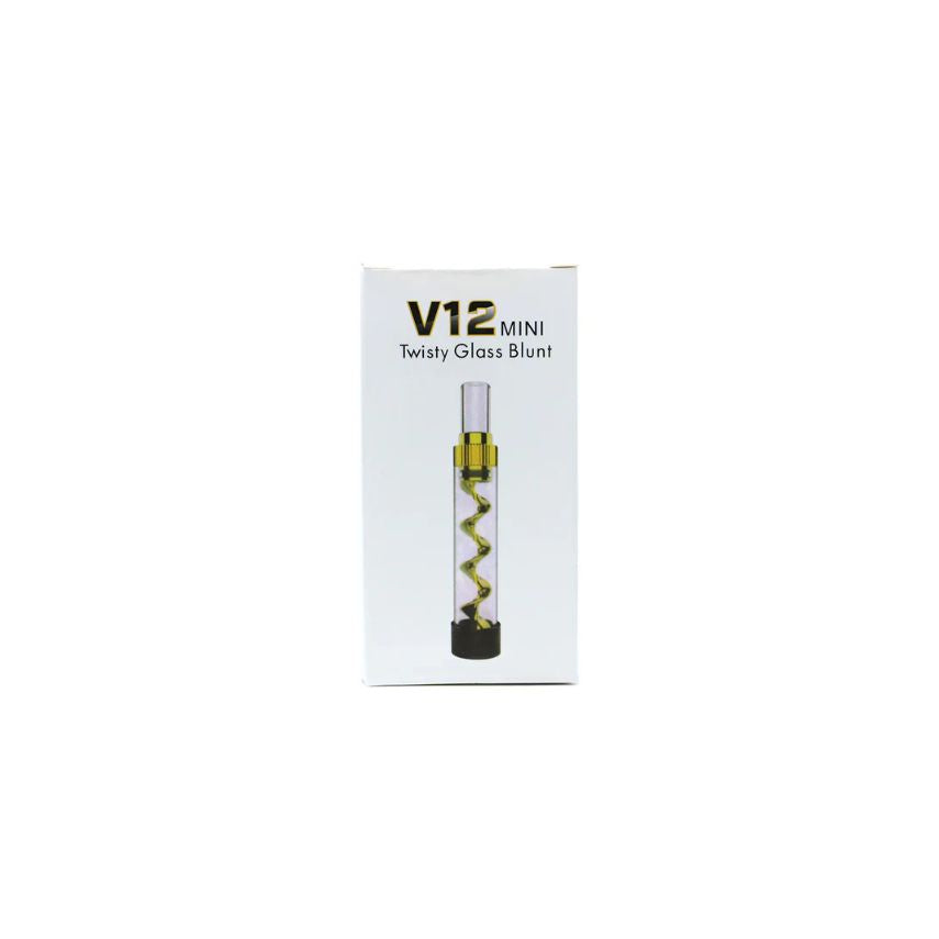 v12 mini twist glass blunt on a white background