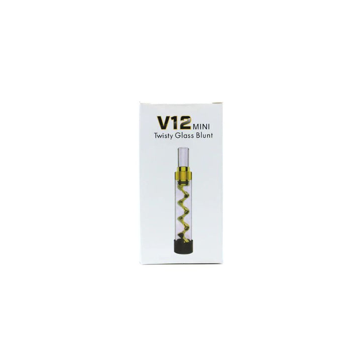 v12 mini twist glass blunt on a white background