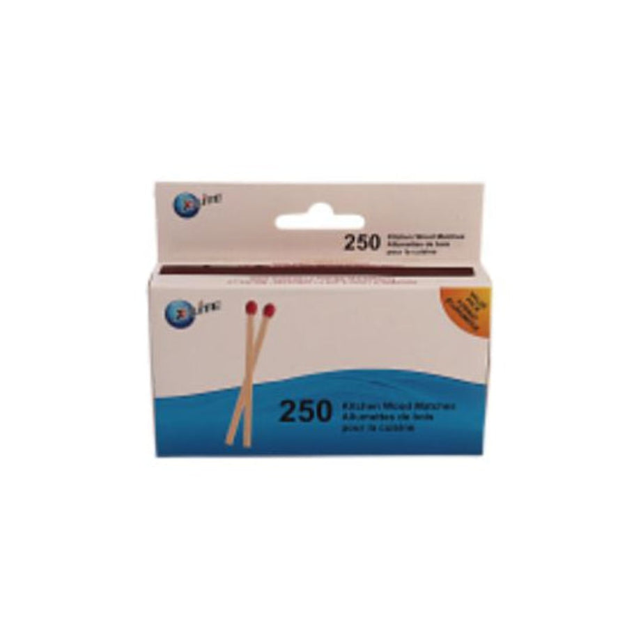A package of 250 wooden matchsticks on a white background